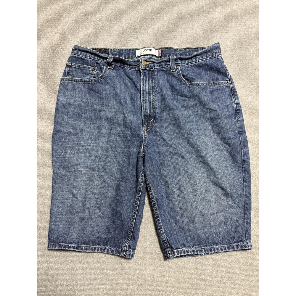 Levis 569 Shorts Mens 38 Blue Denim Loose Fit Jean Cutoff Casual Relaxed Summer